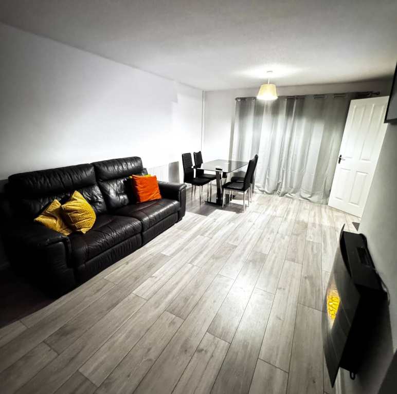 Furnished open-plan living area